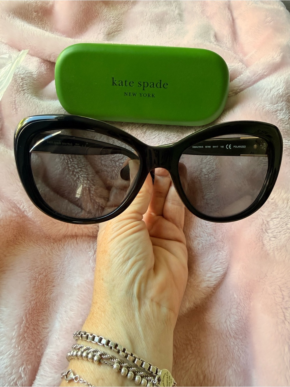 NEW Kate Spade New York Emmalynn/S Polarized Cat Eye Sunglasses Black 807M9
